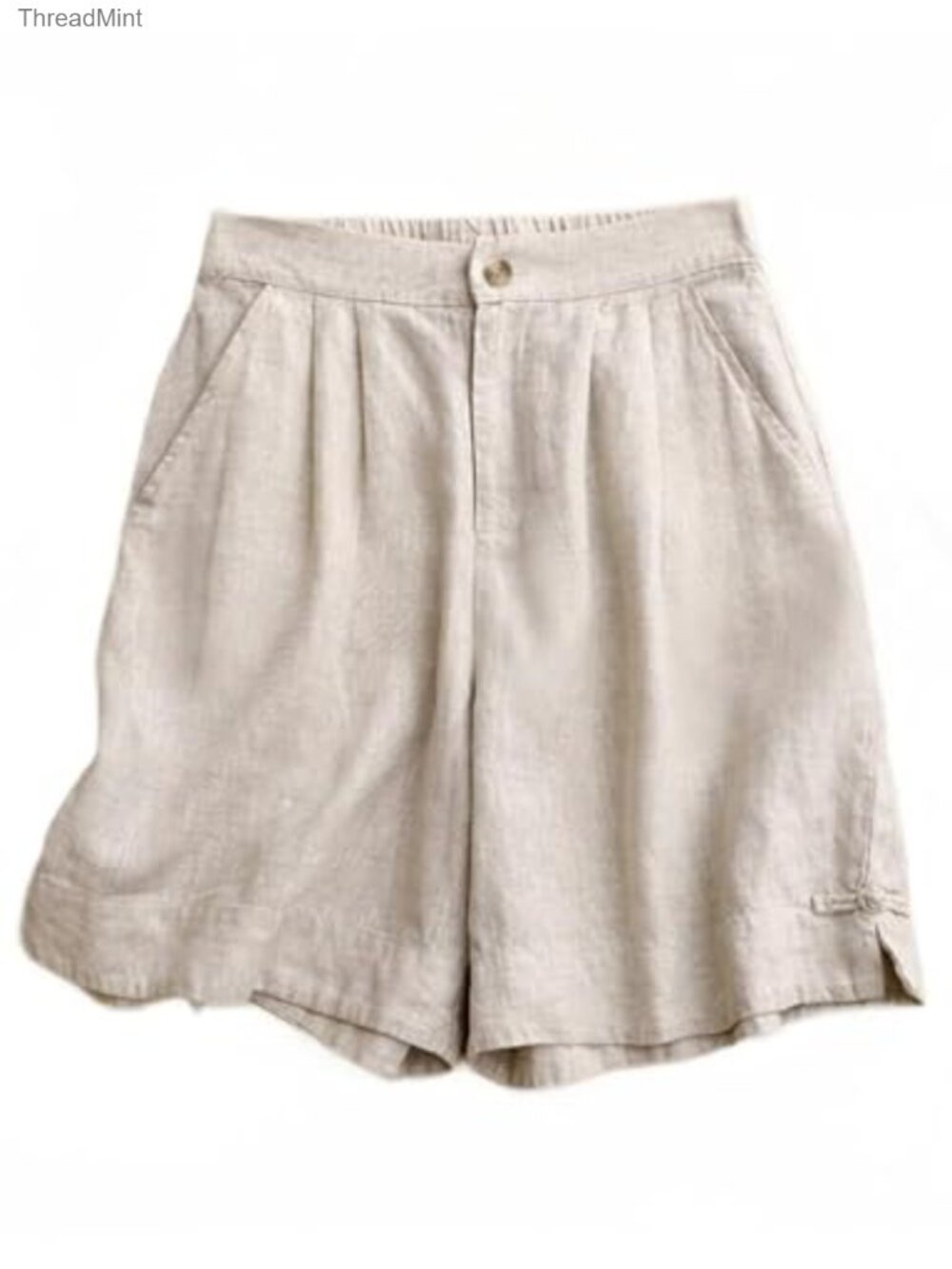Women's High Waisted Wide Leg Linen Blend Bermuda Shorts with Pockets